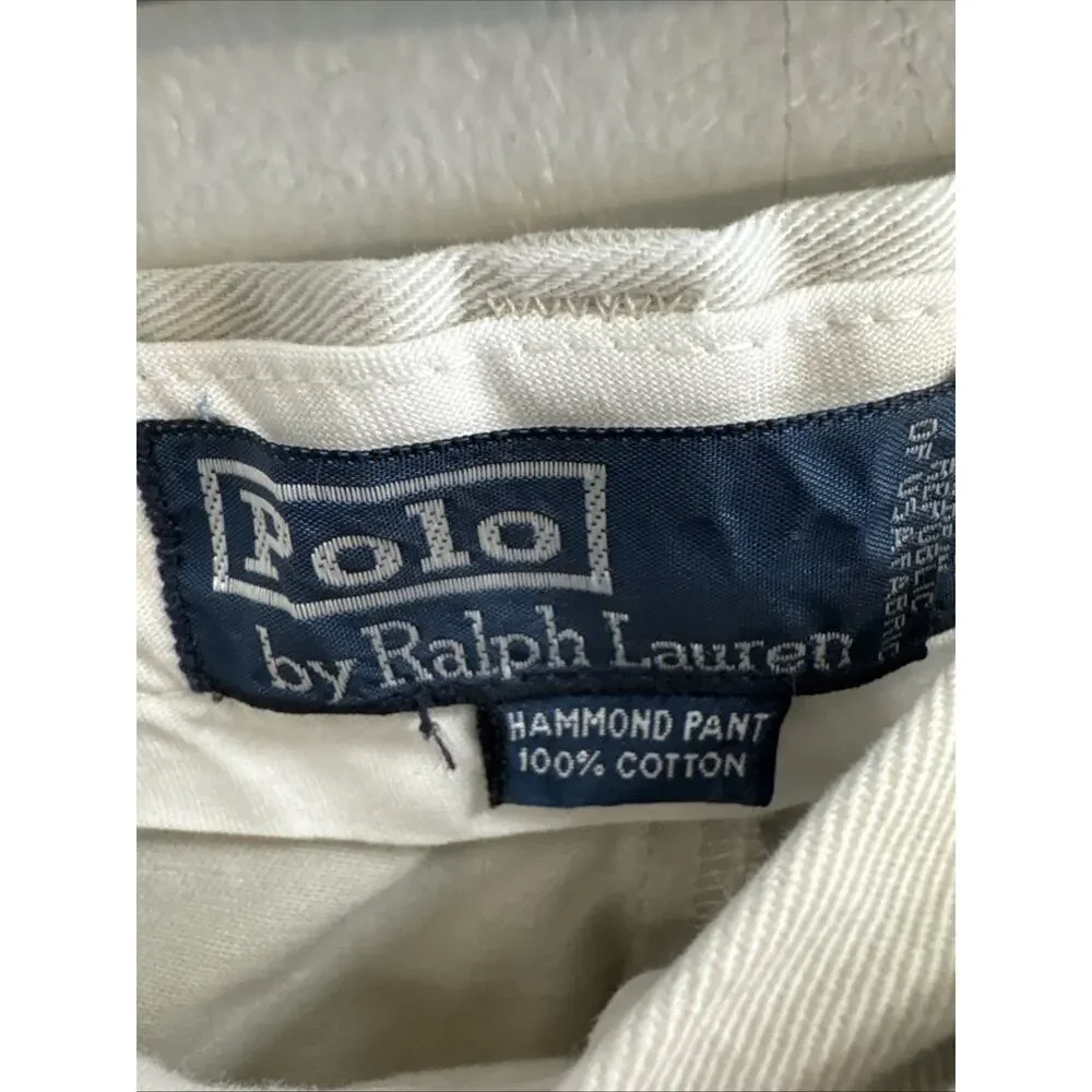 VTG 90s Polo Ralph Lauren Hammond Pant Mens 36x29 Khaki Classic Chino Pleated‎